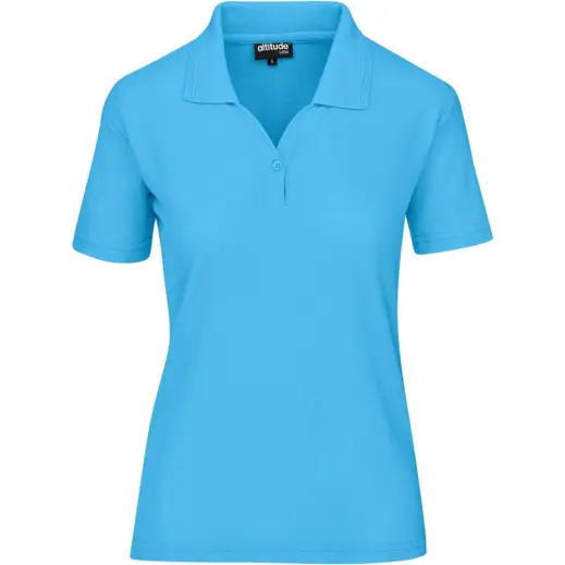 Ladies Basic Pique Golf Shirt Cyan Front